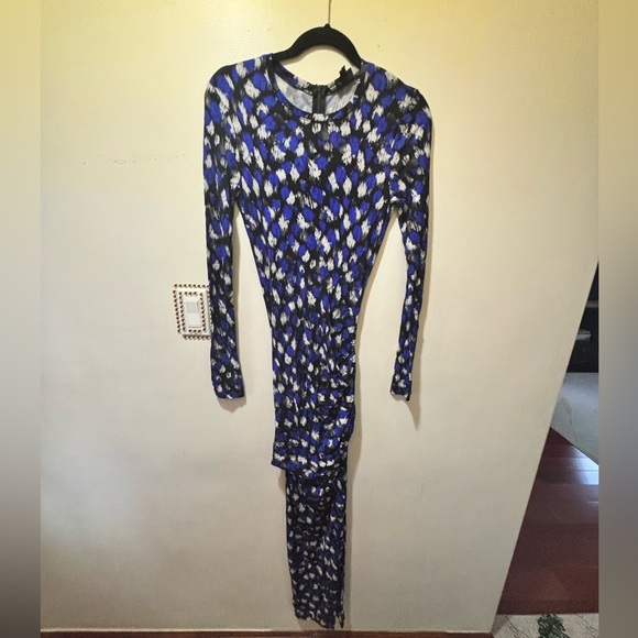 Just Cavalli Blue and Black Printed Jersey Long Dress - Picture 2 of 4